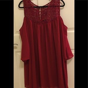 Deep red cold shoulder dress, size 24.